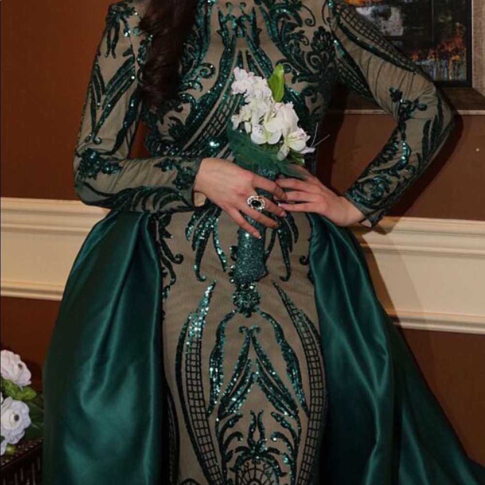 Only worn one time long sleeve bridal dress